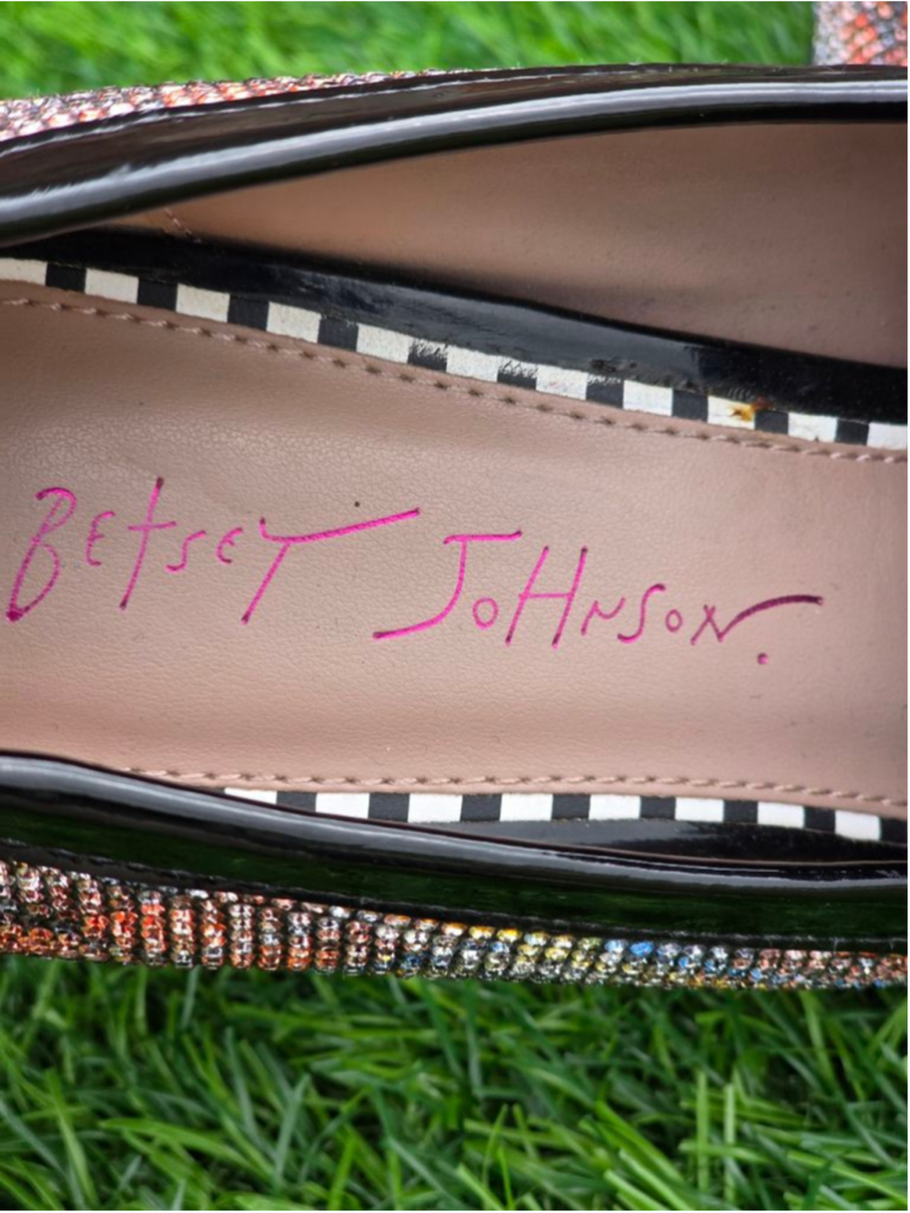 Betsey Johnson Platforms Black Multicolor Rhinestone Loafers Women's Size 9.5M - Picture 8 of 9